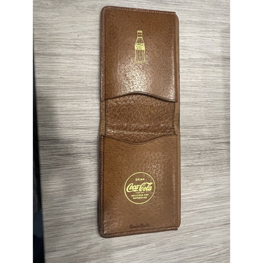 Vintage 1950s Coca Cola Leather Wallet Brown Pigskin